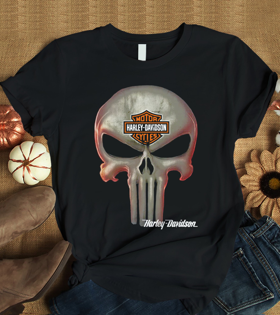 Punisher Skull Harley Davidson Motorcycles T-Shirt