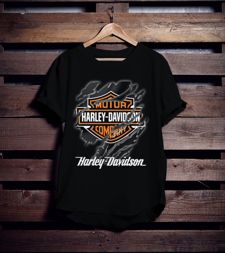Harley Davidson Motor Company Logo With Distressed Claw Marks T-Shirt