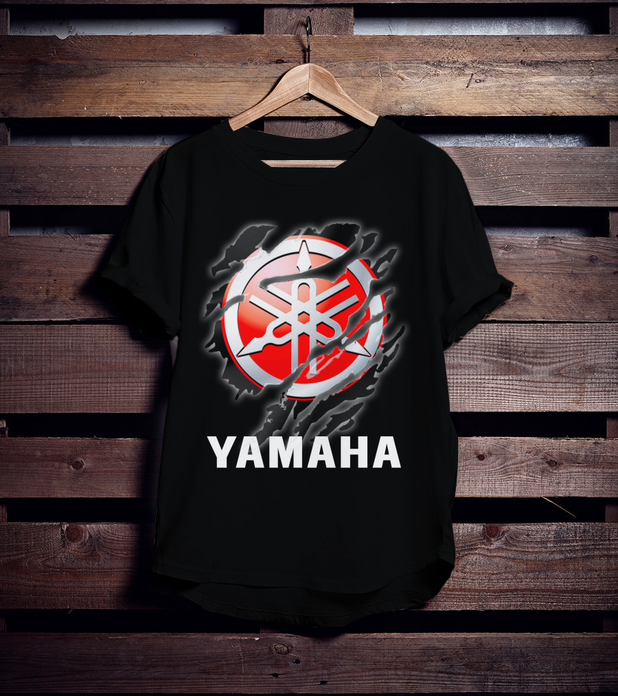Yamaha Red And White Logo With Claw Marks T-Shirt
