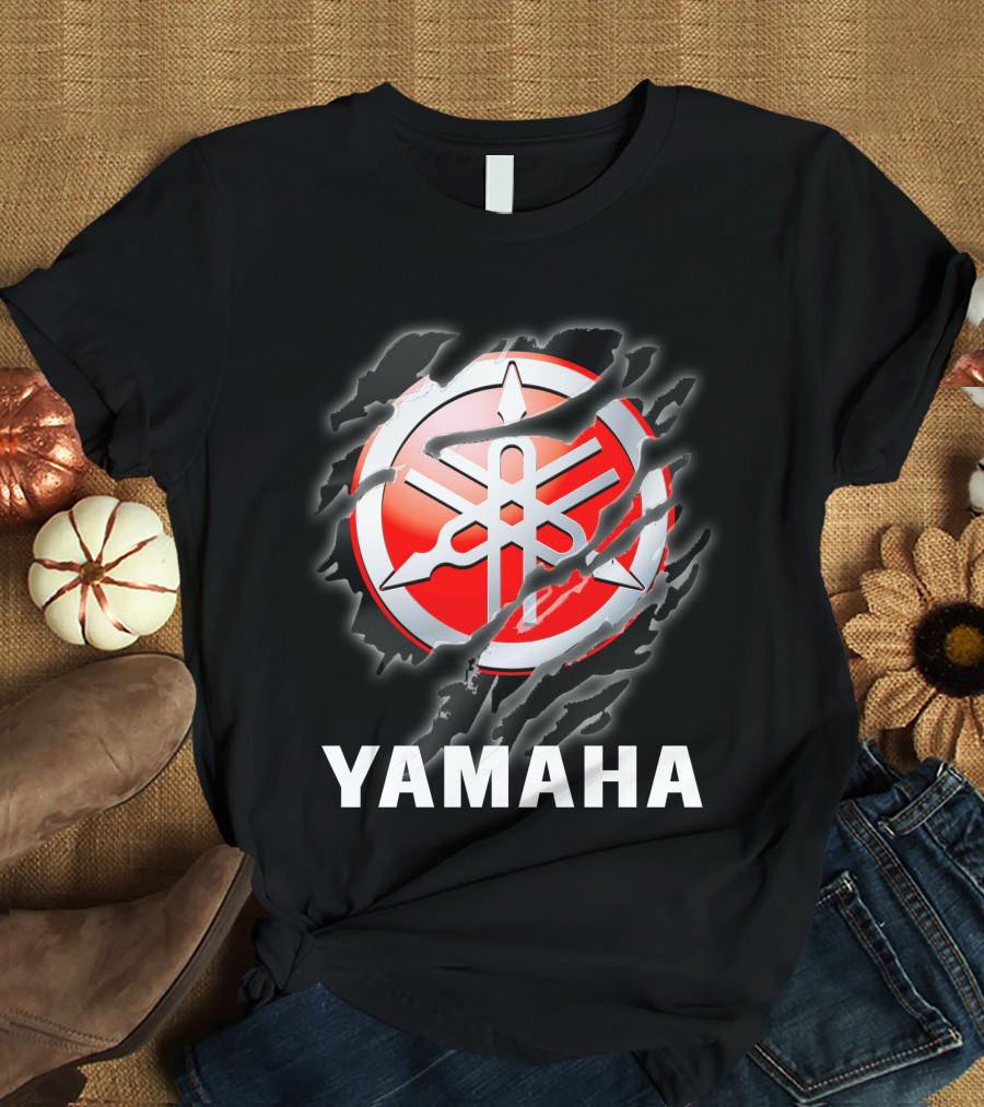 Yamaha Red And White Logo With Claw Marks T-Shirt