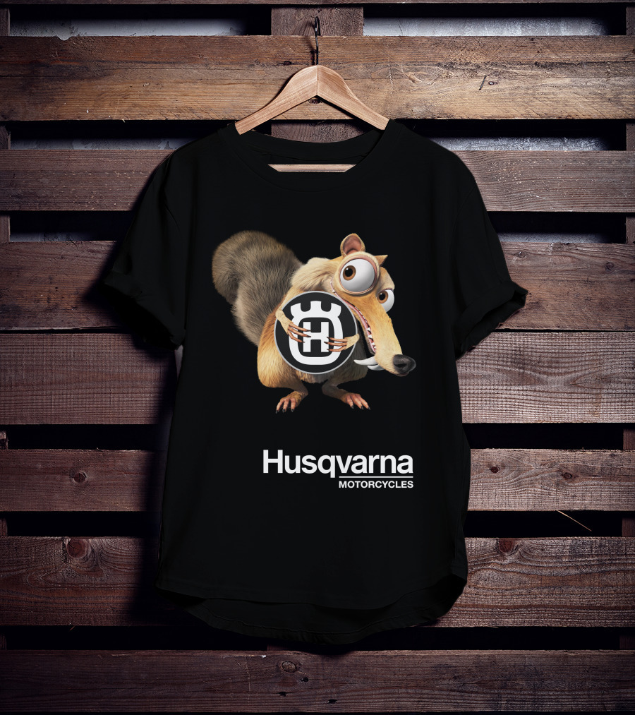 Husqvarna Motorcycles Animated Character Holding T-Shirt