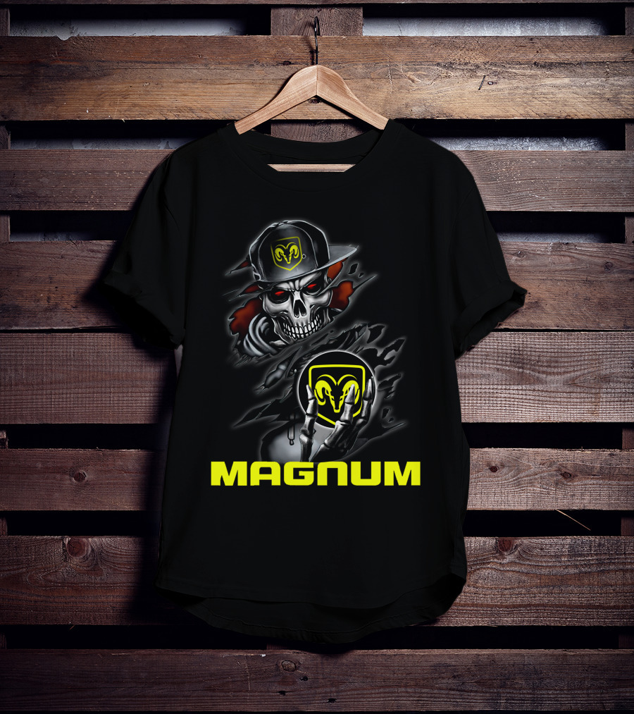 Magnum Skeleton Skull With Ram Logo מהמם T-Shirt