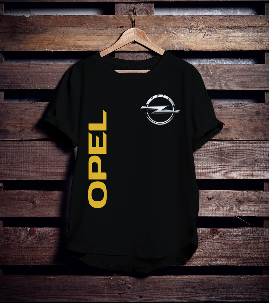 Opel Logo Vertical Text With Silver T-Shirt