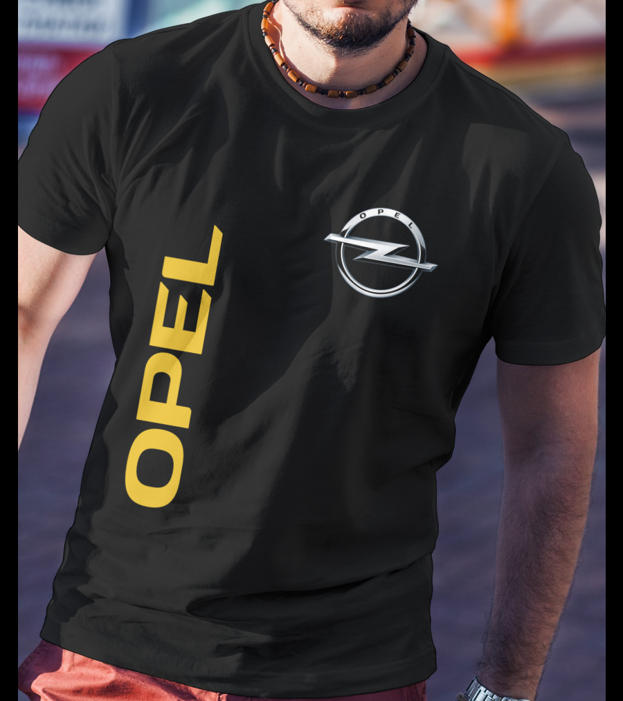 Opel Logo Vertical Text With Silver T-Shirt