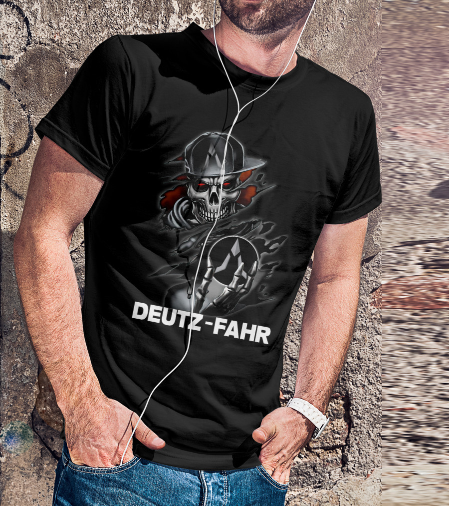 Deutz-Fahr Skull In Hat With Reflective Mask T-Shirt