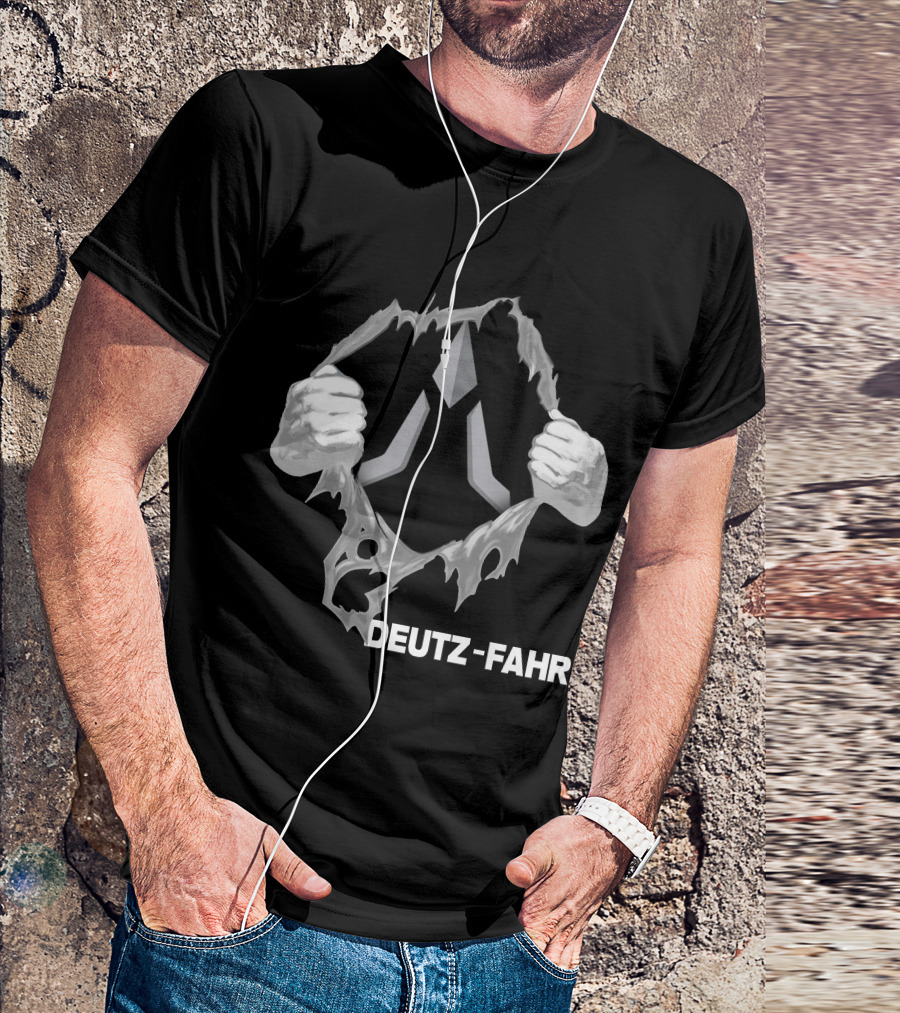Deutz-Fahr Logo Behind Ripped Effect T-Shirt