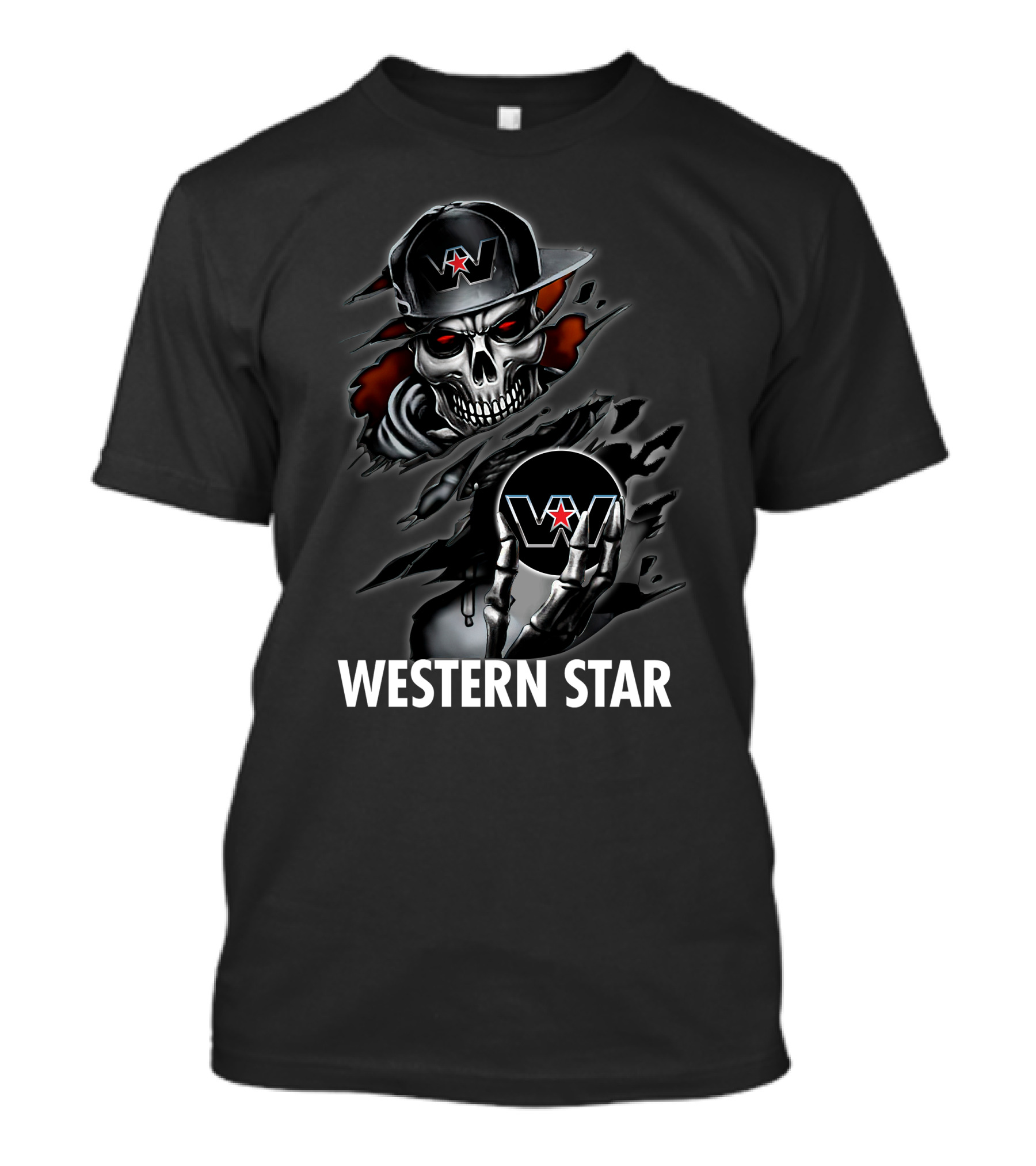Western Star Skeleton With Hat And Logo T-Shirt