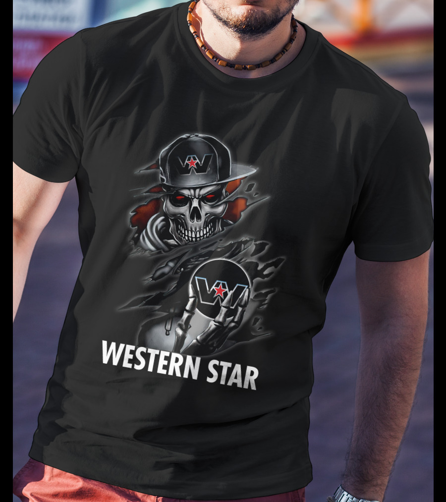 Western Star Skeleton With Hat And Logo T-Shirt