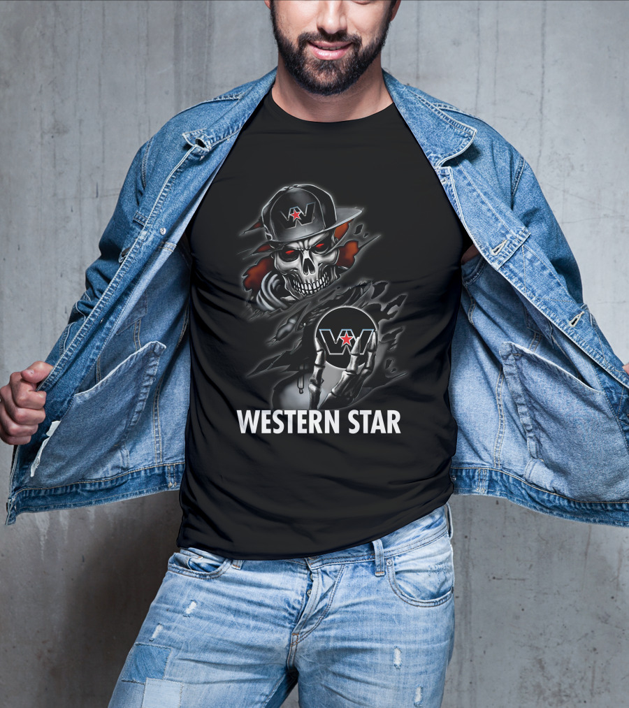 Western Star Skeleton With Hat And Logo T-Shirt