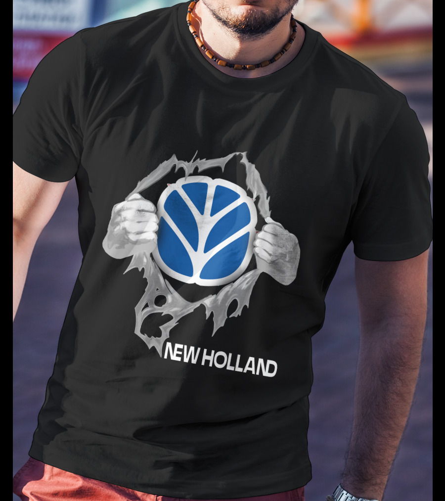 New Holland Tractor Logo Ripped T-Shirt