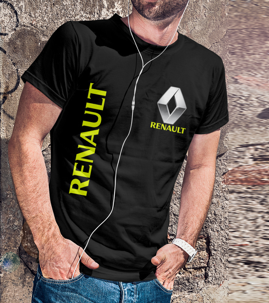 Renault Silver Diamond Logo Black T-Shirt