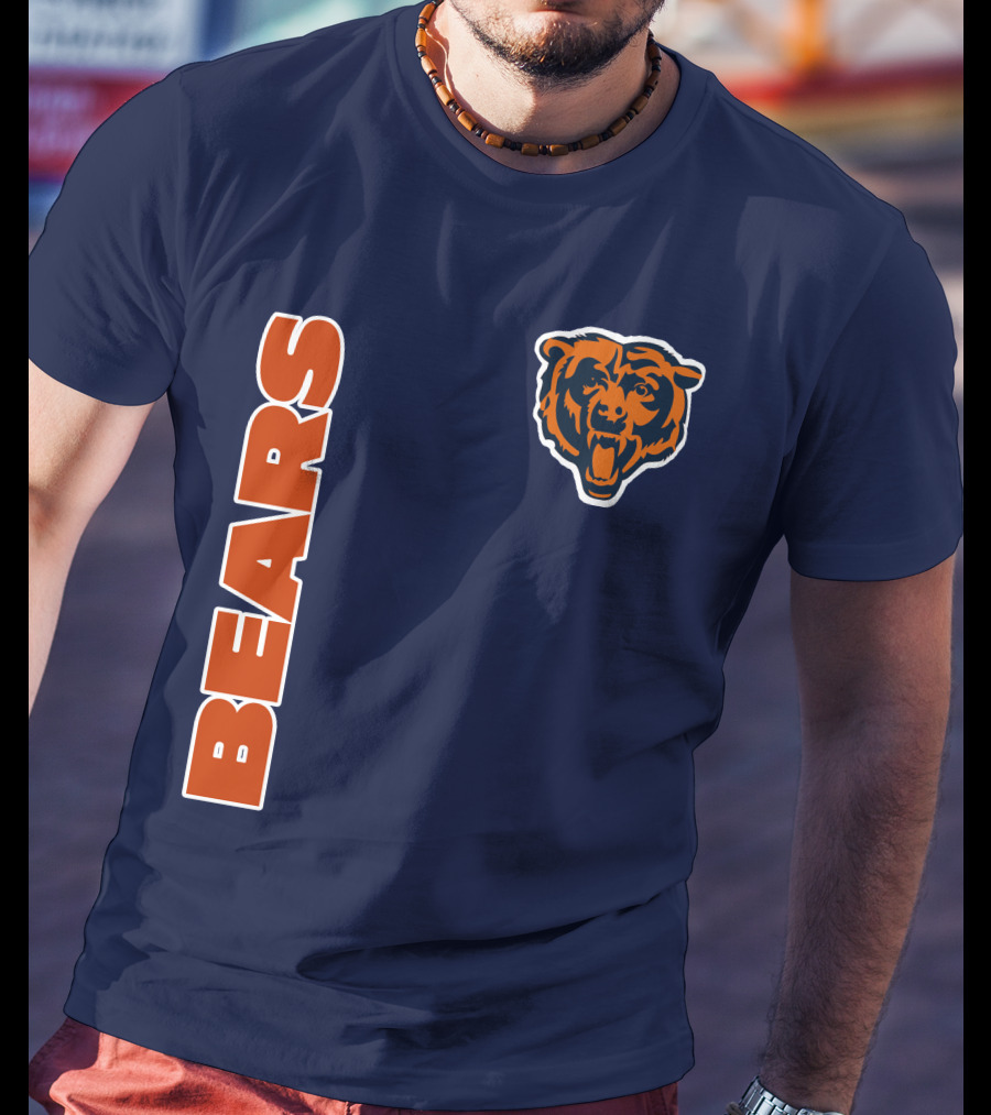 Bears Logo Navy Orange Classic Style T-Shirt