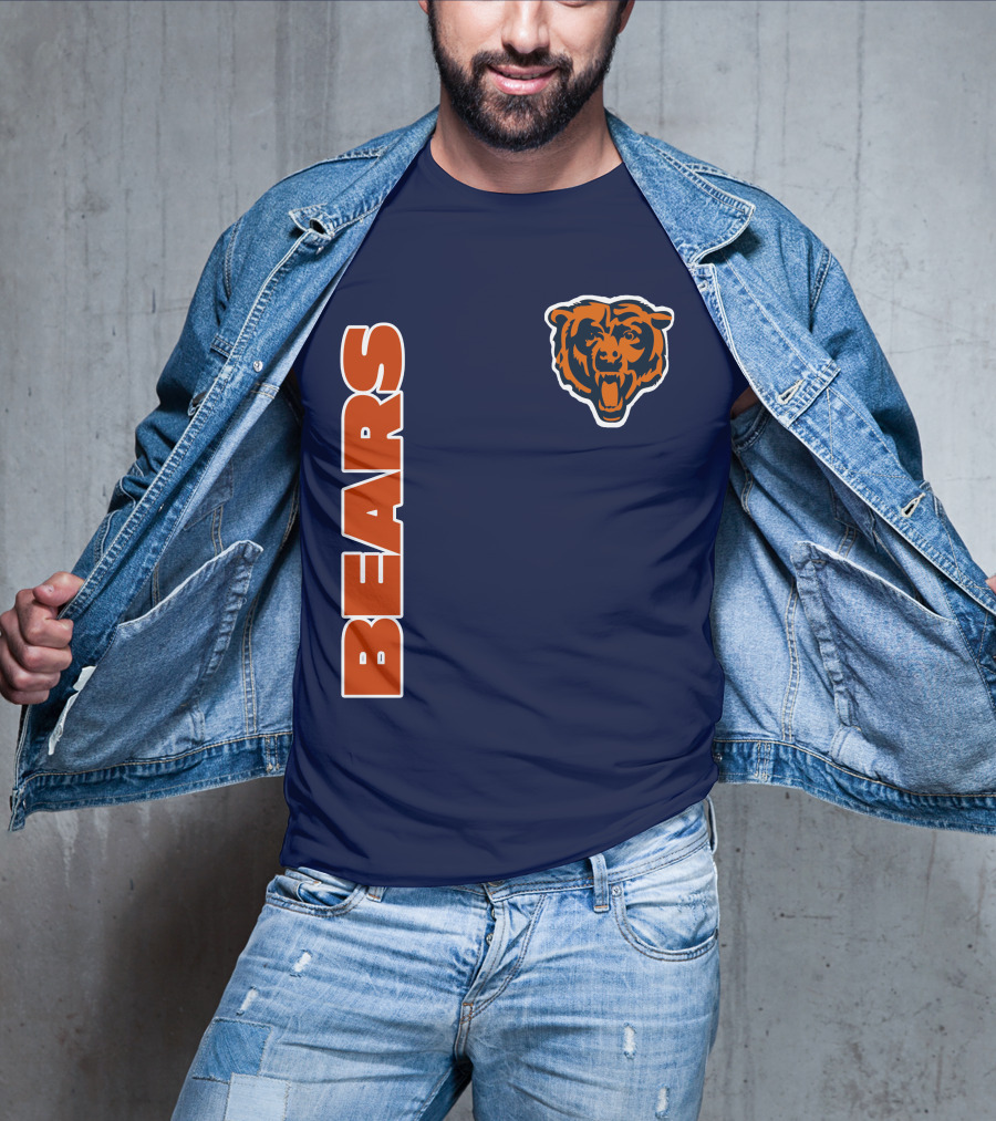 Bears Logo Navy Orange Classic Style T-Shirt