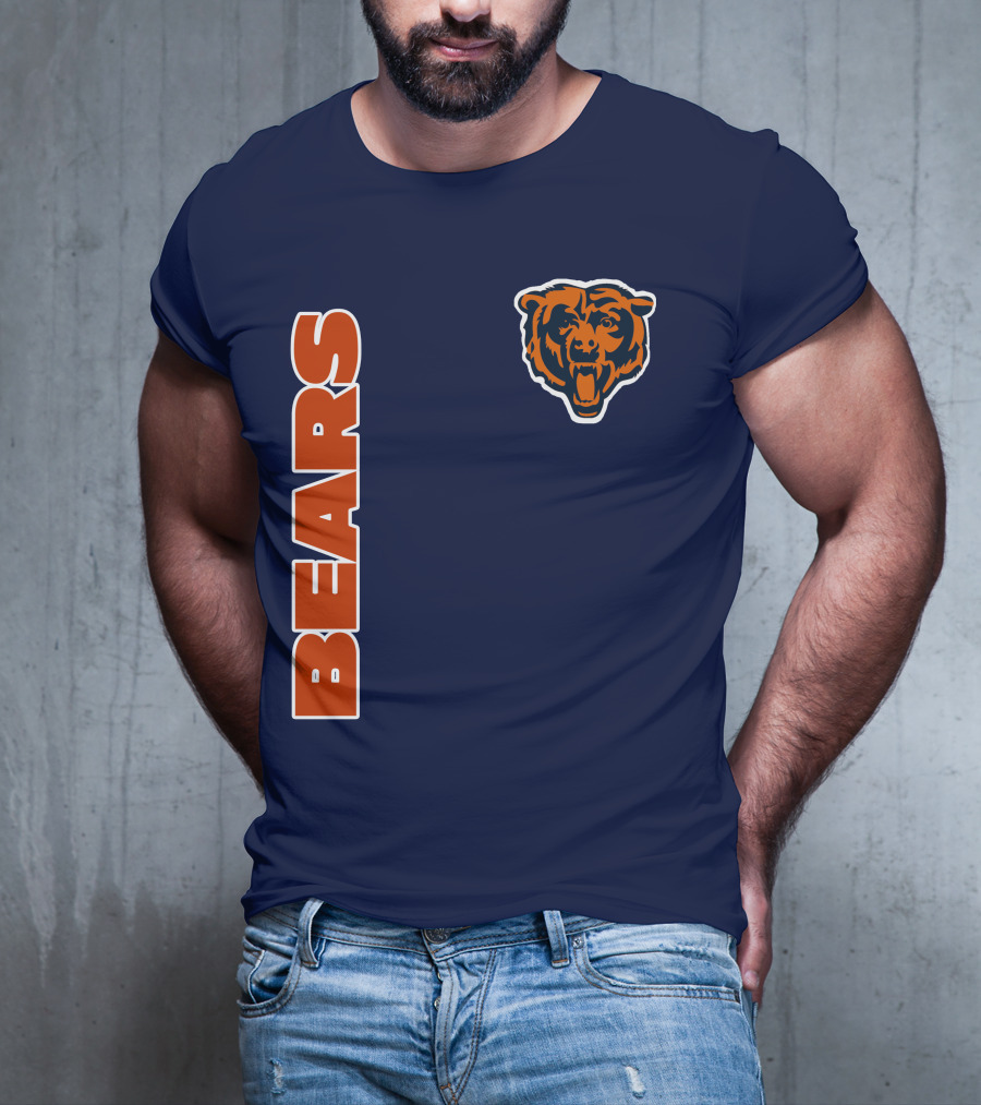 Bears Logo Navy Orange Classic Style T-Shirt