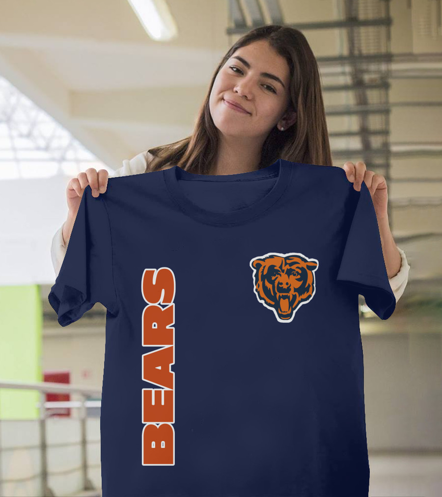 Bears Logo Navy Orange Classic Style T-Shirt