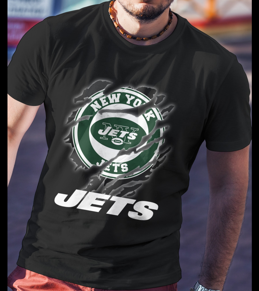New York Jets Football Logo Claw Marks T-Shirt