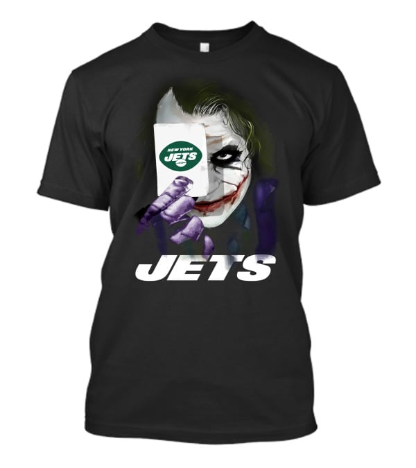 New York Jets Joker Card Face Holding License Plate Style T-Shirt