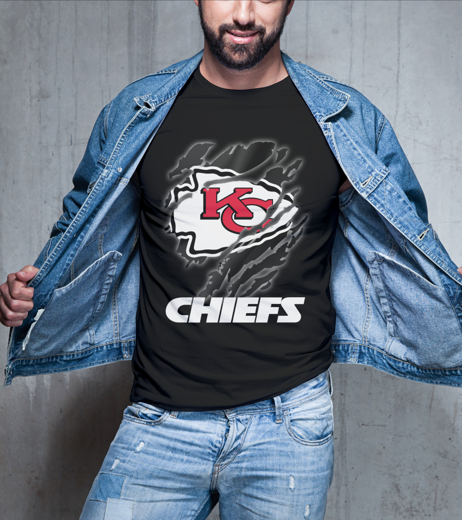 Chiefs Kc Red Emblem With Claw Marks T-Shirt