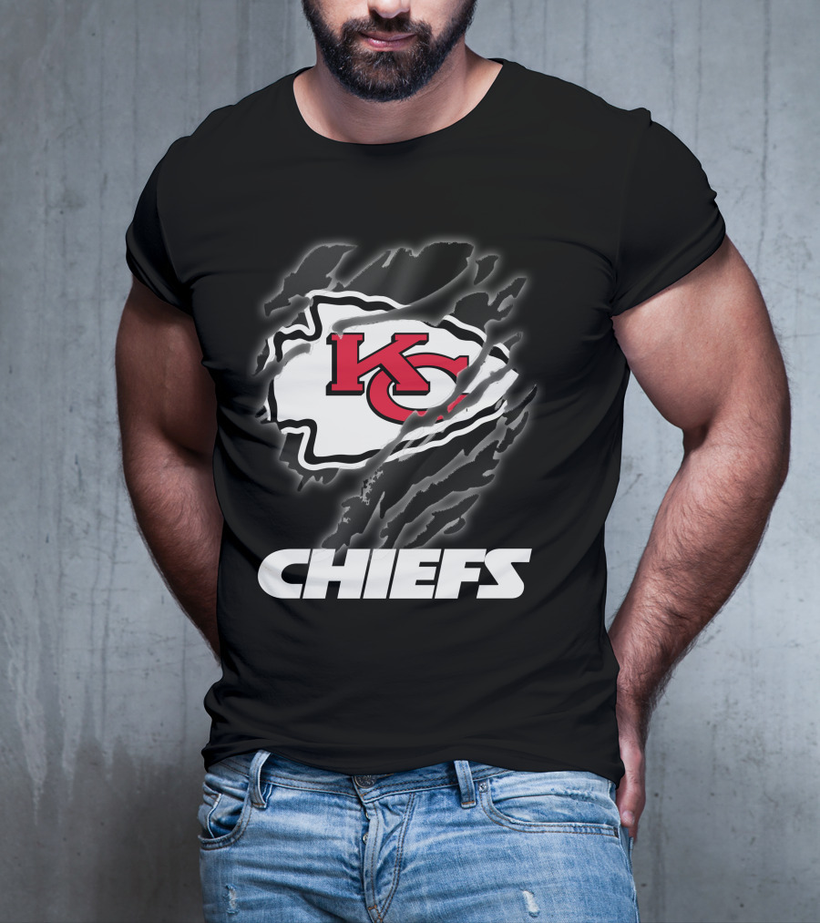 Chiefs Kc Red Emblem With Claw Marks T-Shirt