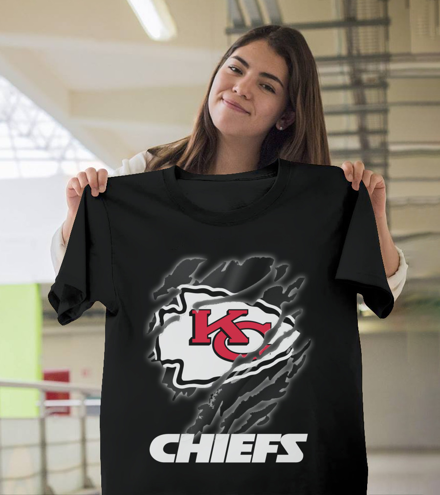 Chiefs Kc Red Emblem With Claw Marks T-Shirt