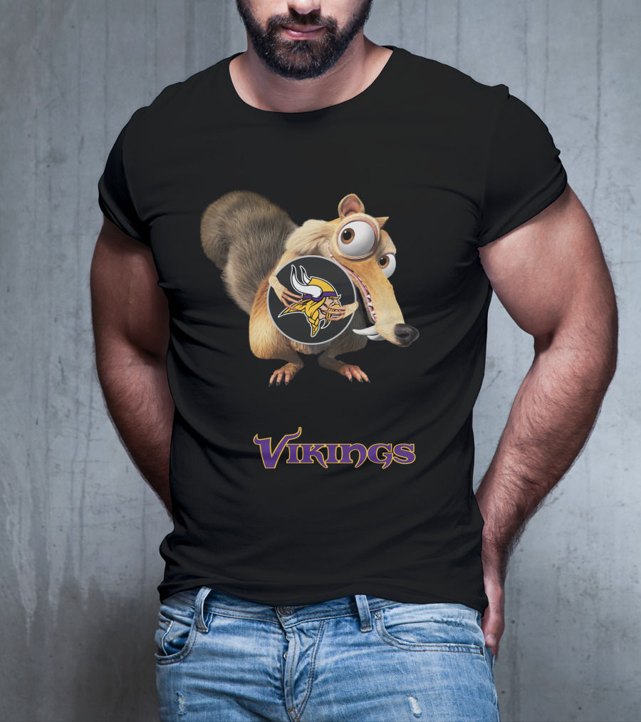 Minnesota Vikings Ice Age Character Holding Football T-Shirt