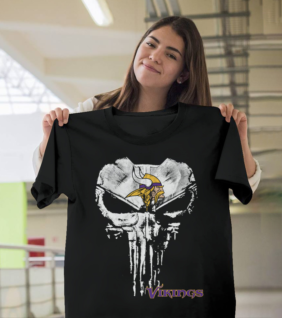 Vikings Punisher Skull Logo Fusion T-Shirt