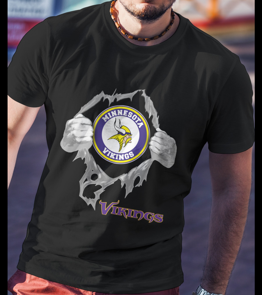 Minnesota Vikings Logo Tear With Vikings T-Shirt