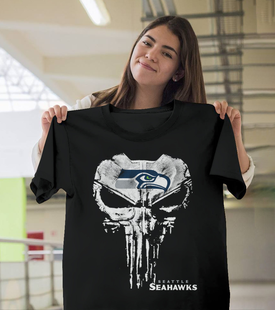 Seattle Seahawks Skull Logo Fusion T-Shirt