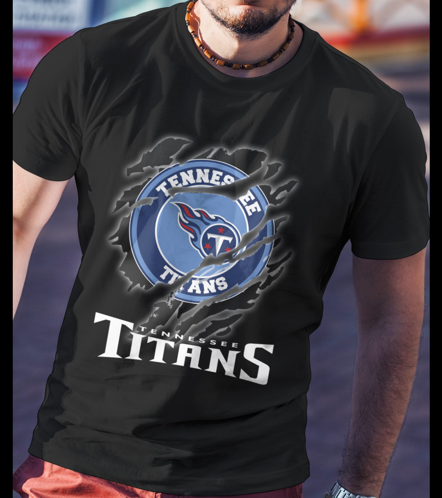 Tennessee Titans Logo And Text With Claw Marks T-Shirt