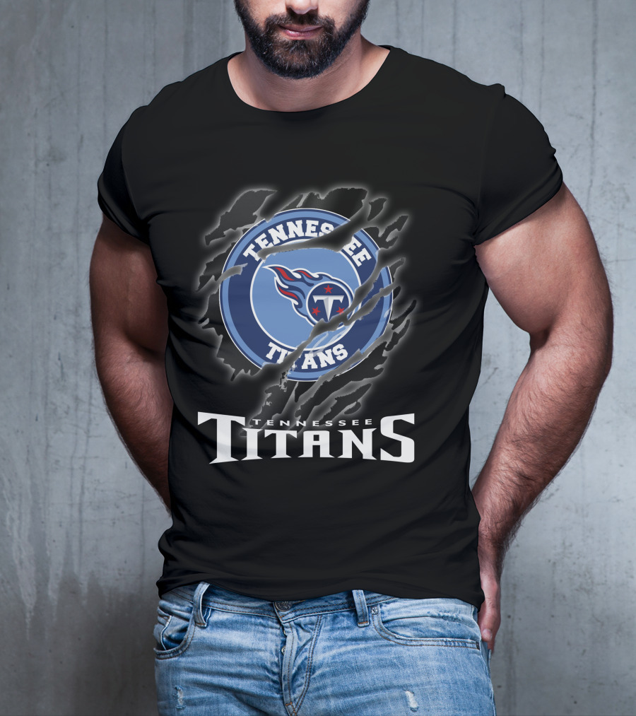 Tennessee Titans Logo And Text With Claw Marks T-Shirt