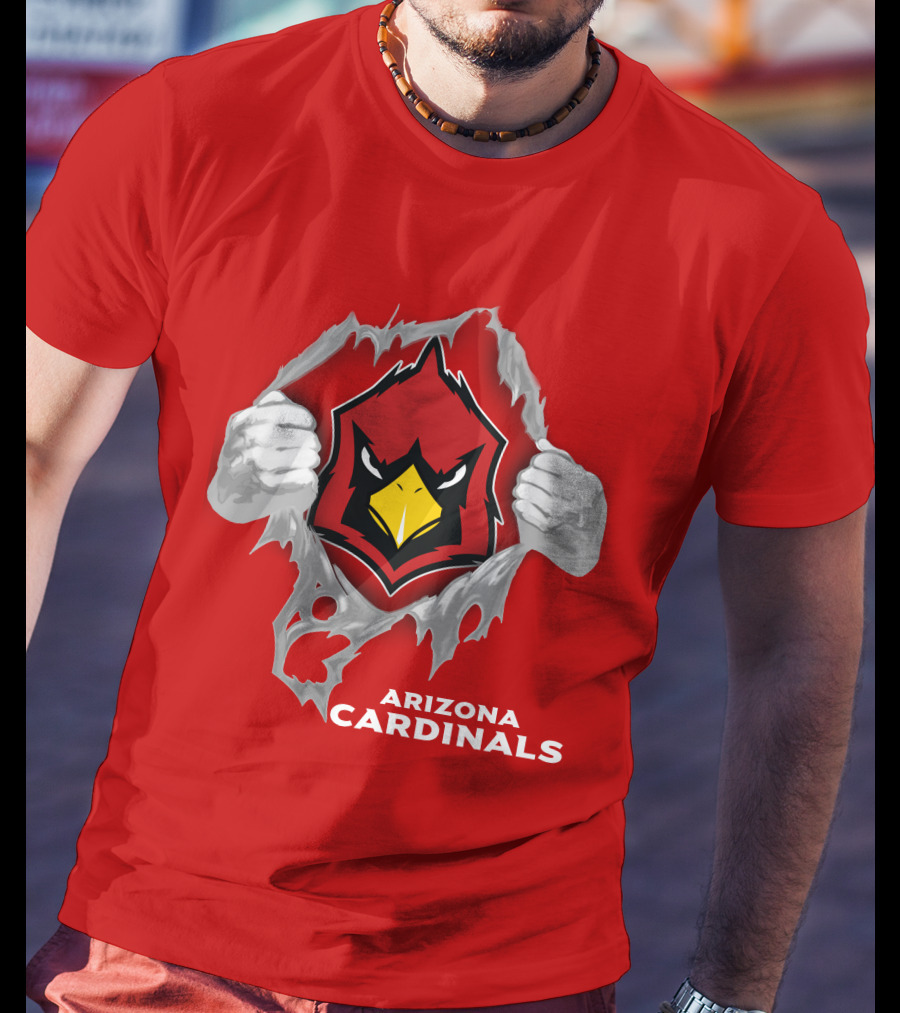 Arizona Cardinals Fierce Mascot Display With 06 Football Spirit T-Shirt