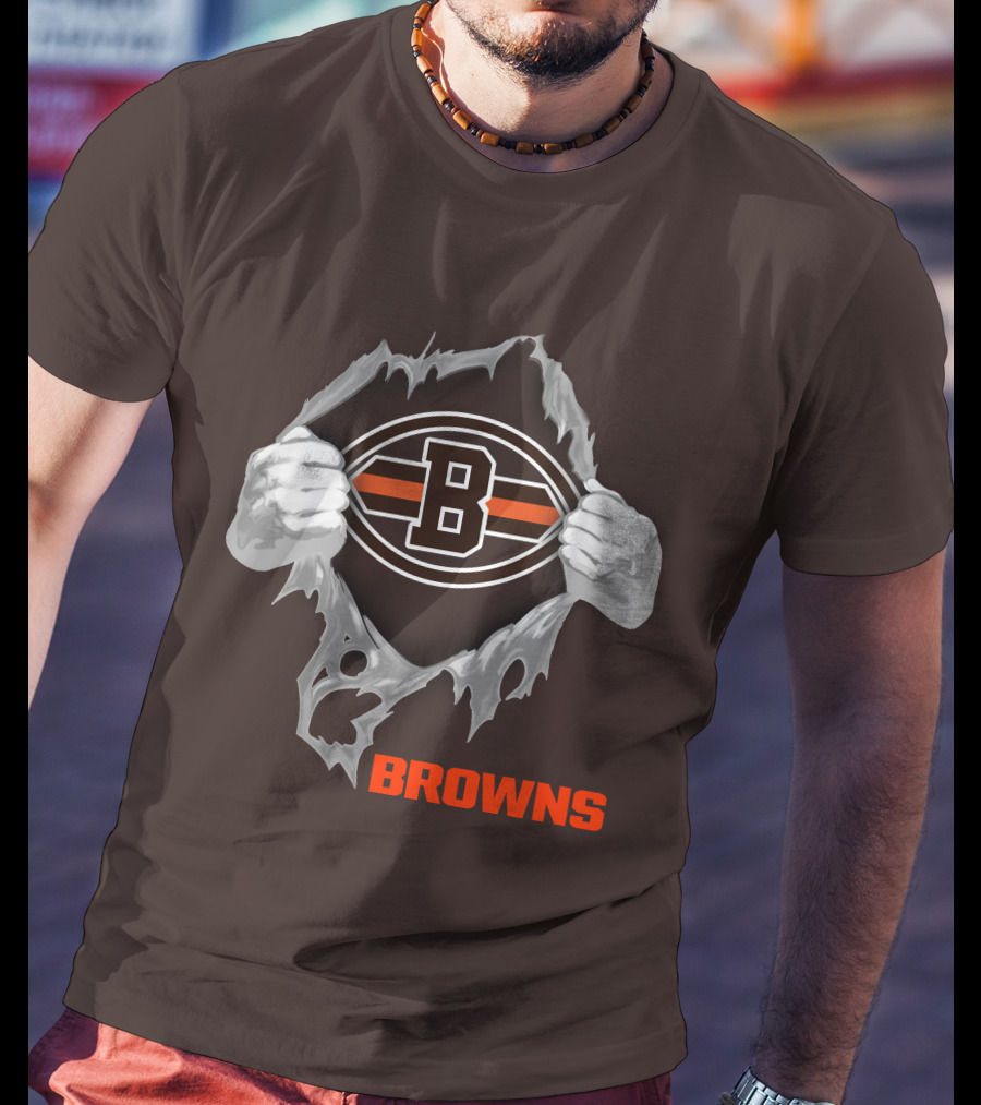 Browns 08 Football Jersey Hands Peeling Effect With B T-Shirt