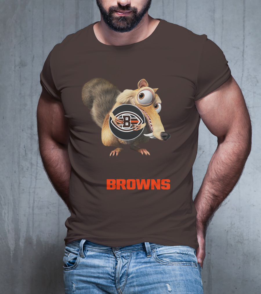 Browns 09 Animated Character Holding Football T-Shirt