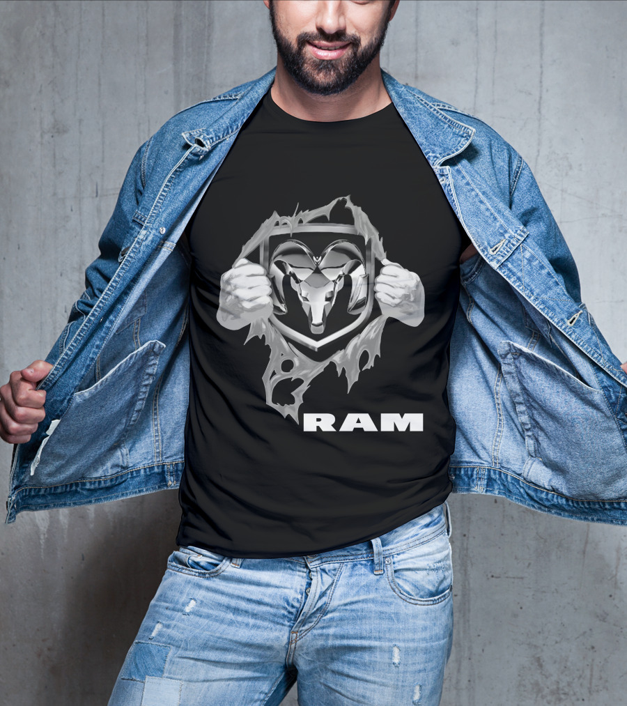 Ram 03 Logo With Bold Shield And Ripped Effect T-Shirt