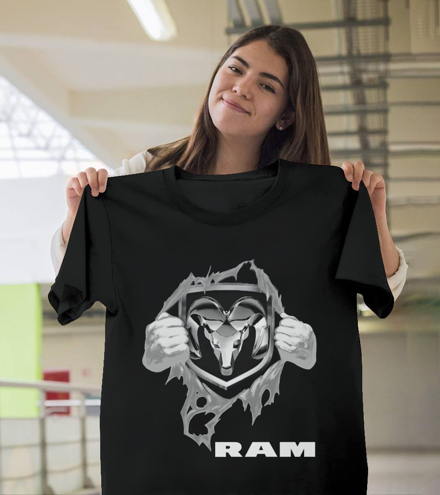 Ram 03 Logo With Bold Shield And Ripped Effect T-Shirt