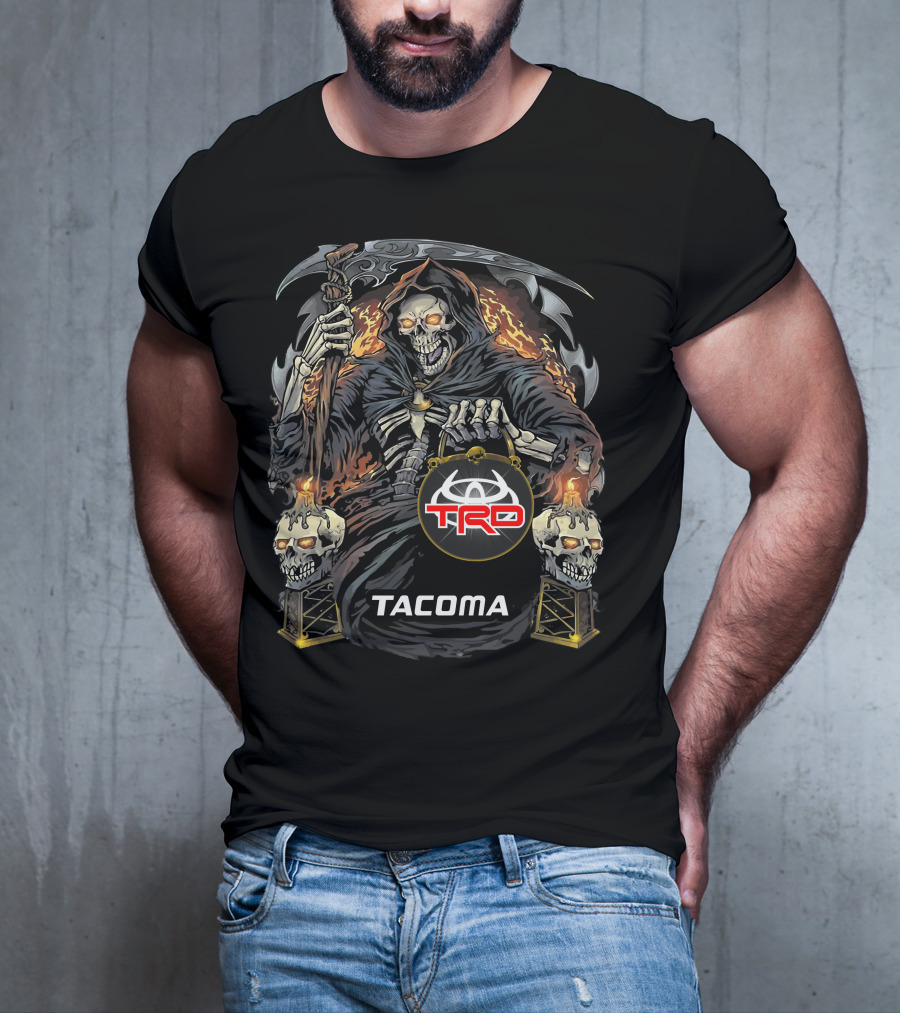 Tacoma Trd Grim Reaper With Flaming Skull And Scythe T-Shirt