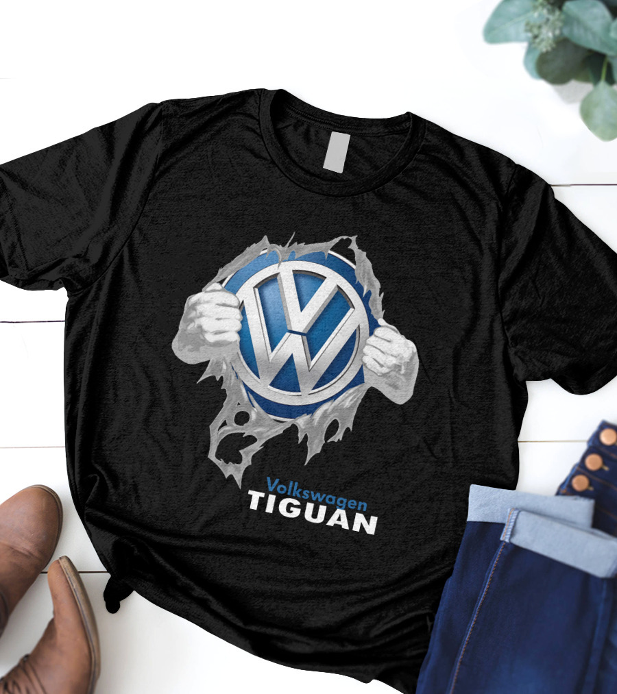 Volkswagen Tiguan 04 Logo Torn Metal Effect T-Shirt