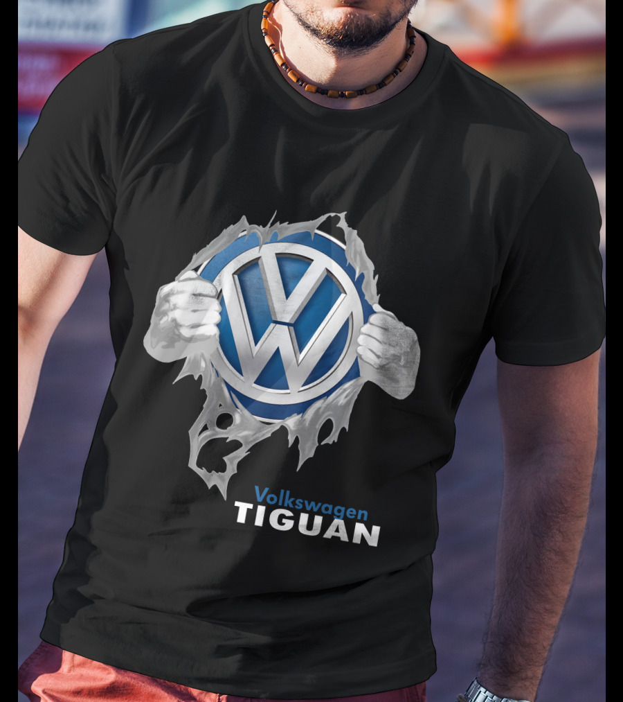 Volkswagen Tiguan 04 Logo Torn Metal Effect T-Shirt
