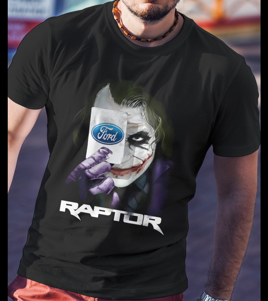 Raptor Joker Holding Ford Logo Card T-Shirt