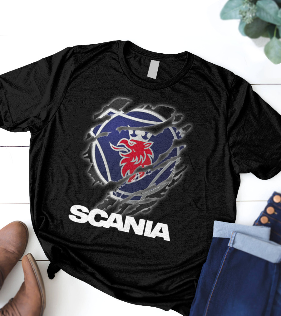 Scania Lion Logo Ripped Metal T-Shirt