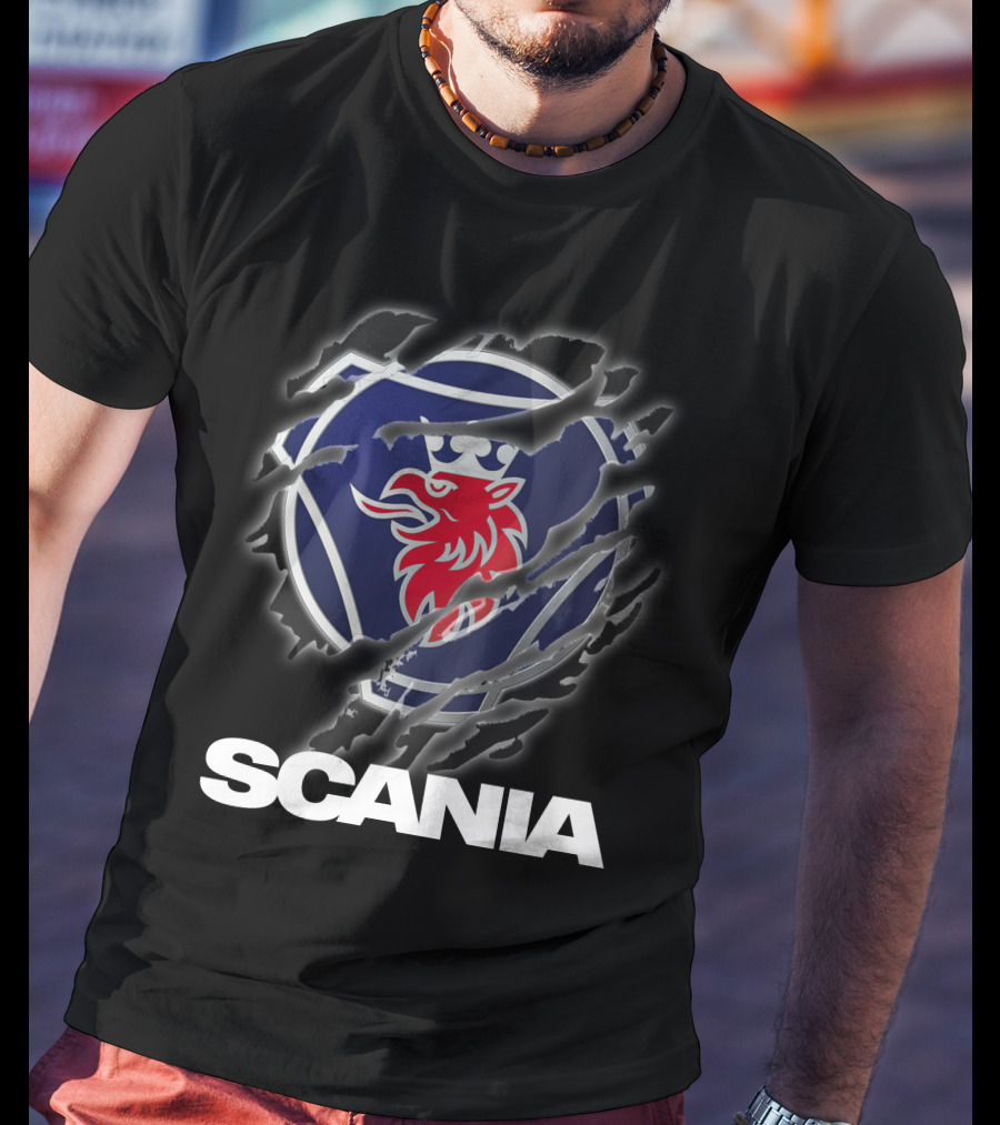 Scania Lion Logo Ripped Metal T-Shirt