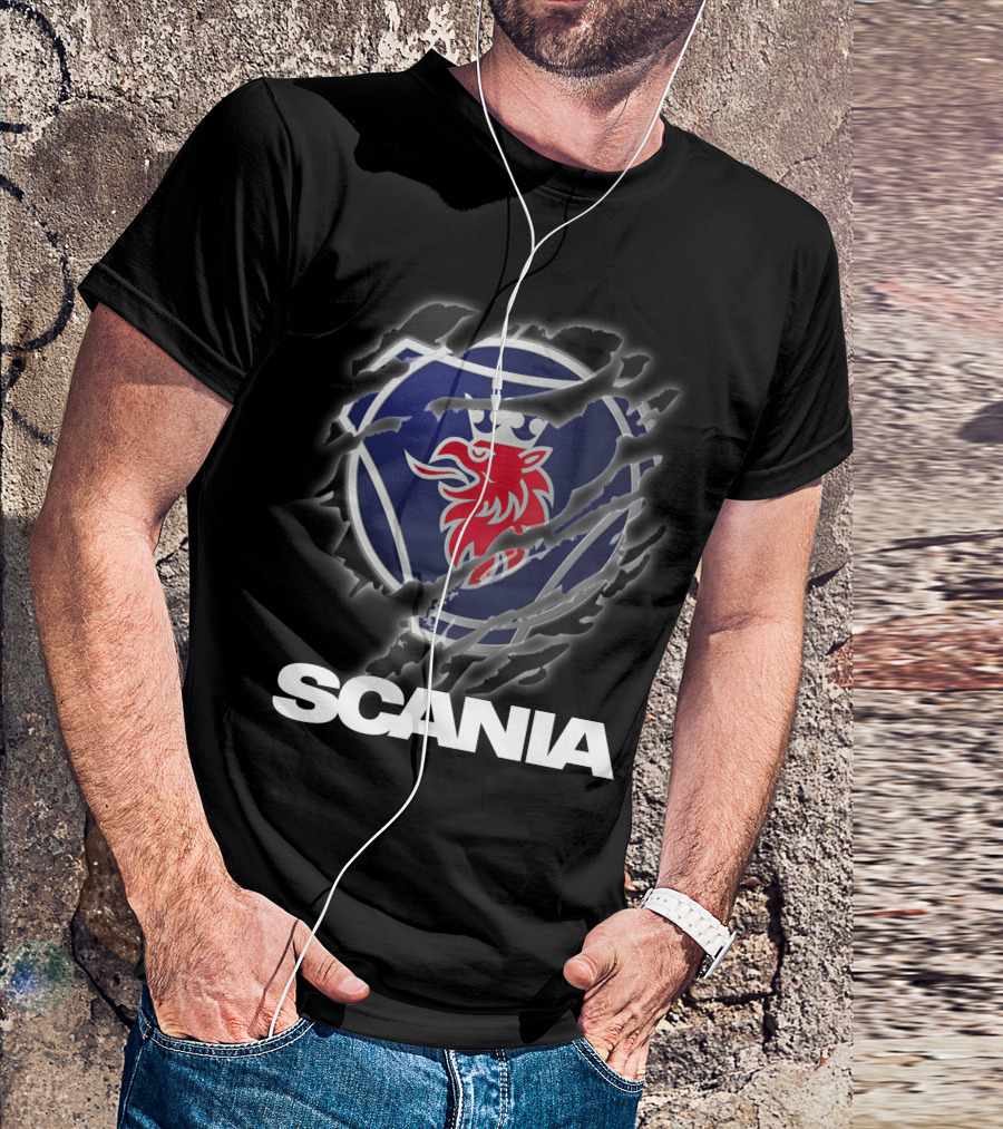 Scania Lion Logo Ripped Metal T-Shirt
