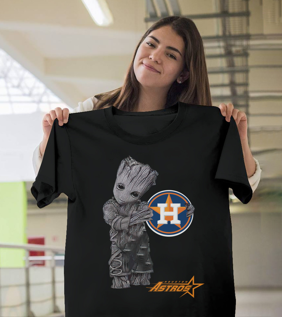 Houston Astros Groot Guardians Of The Galaxy Crossover T-Shirt