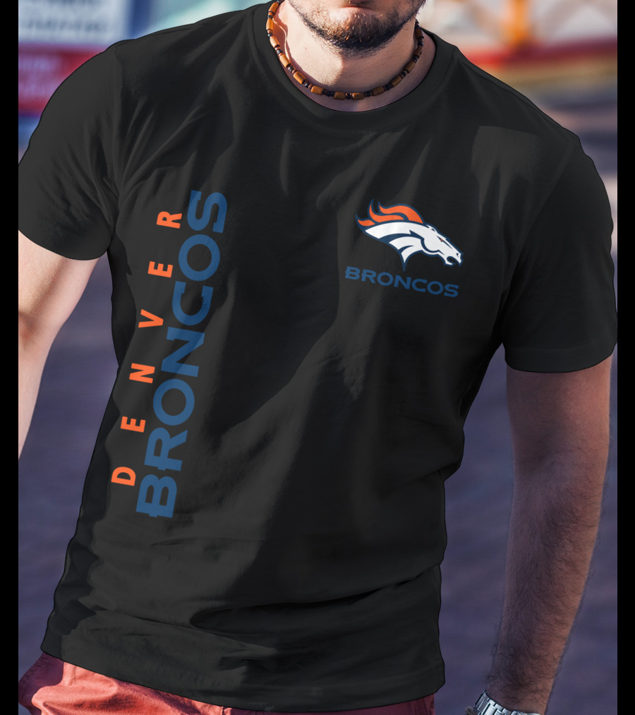 Denver Broncos Logo And Vertical T-Shirt