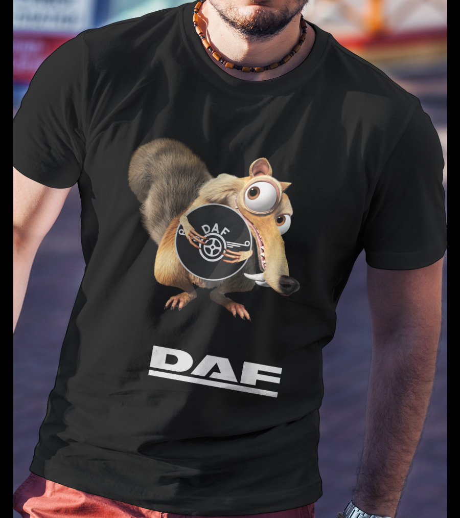 Daf Logo With Ice Age Scrat Character T-Shirt