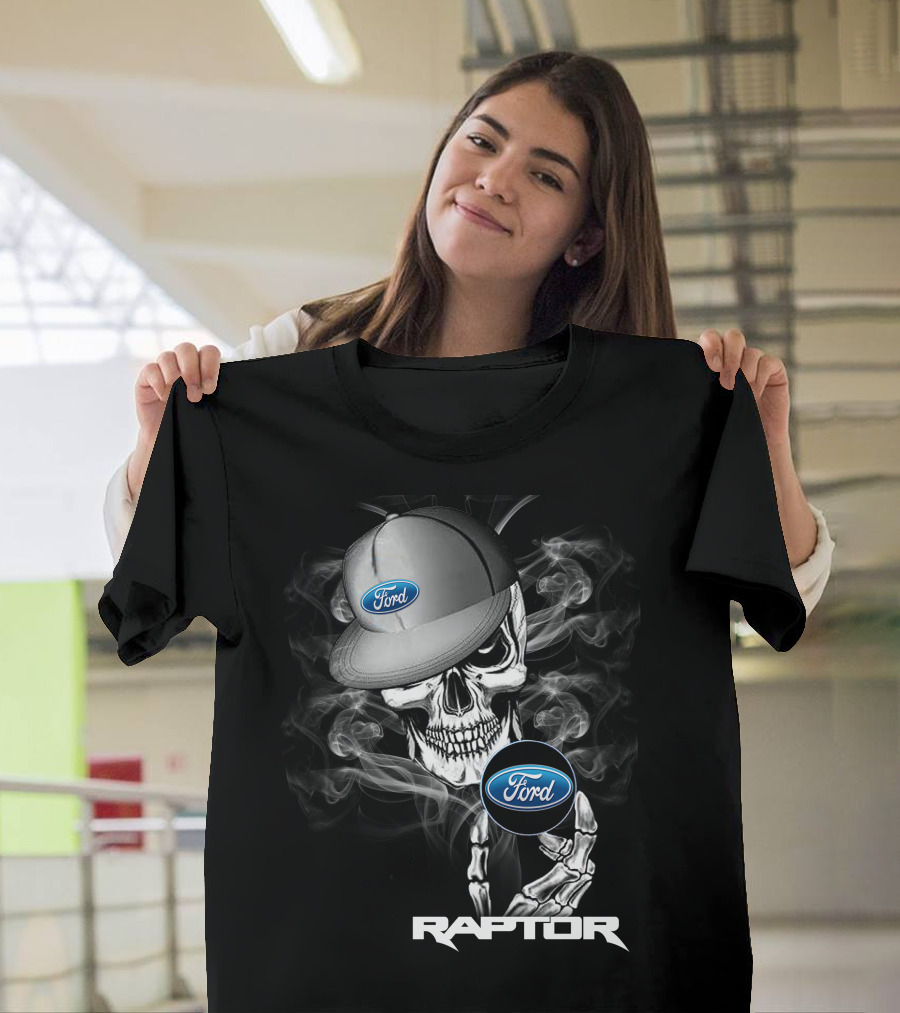 Raptor Ford Skull With Smoke And Cap T-Shirt