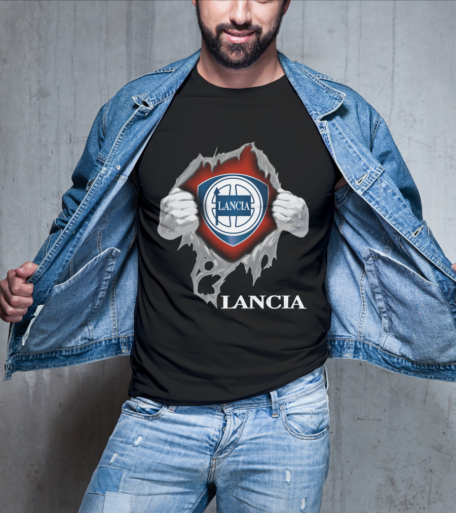 Lancia Logo Shield Ripped Design With Hands T-Shirt