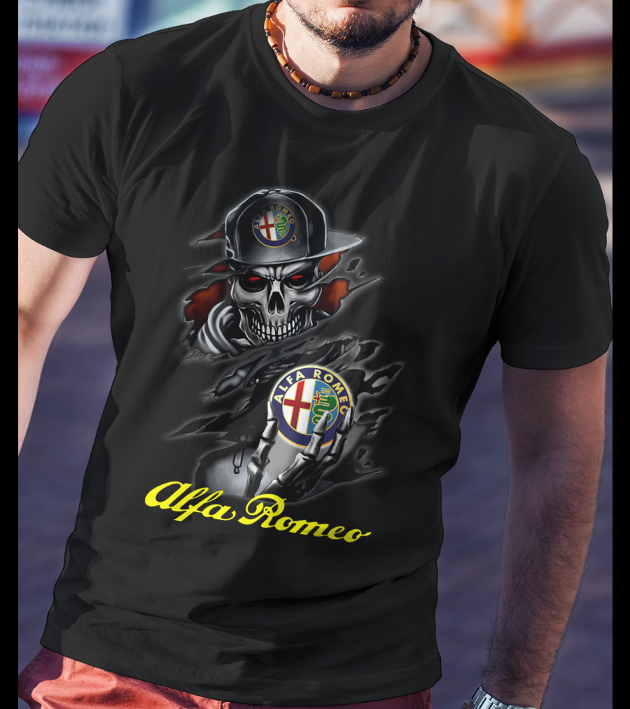 Alfa Romeo Skull In Hat T-Shirt