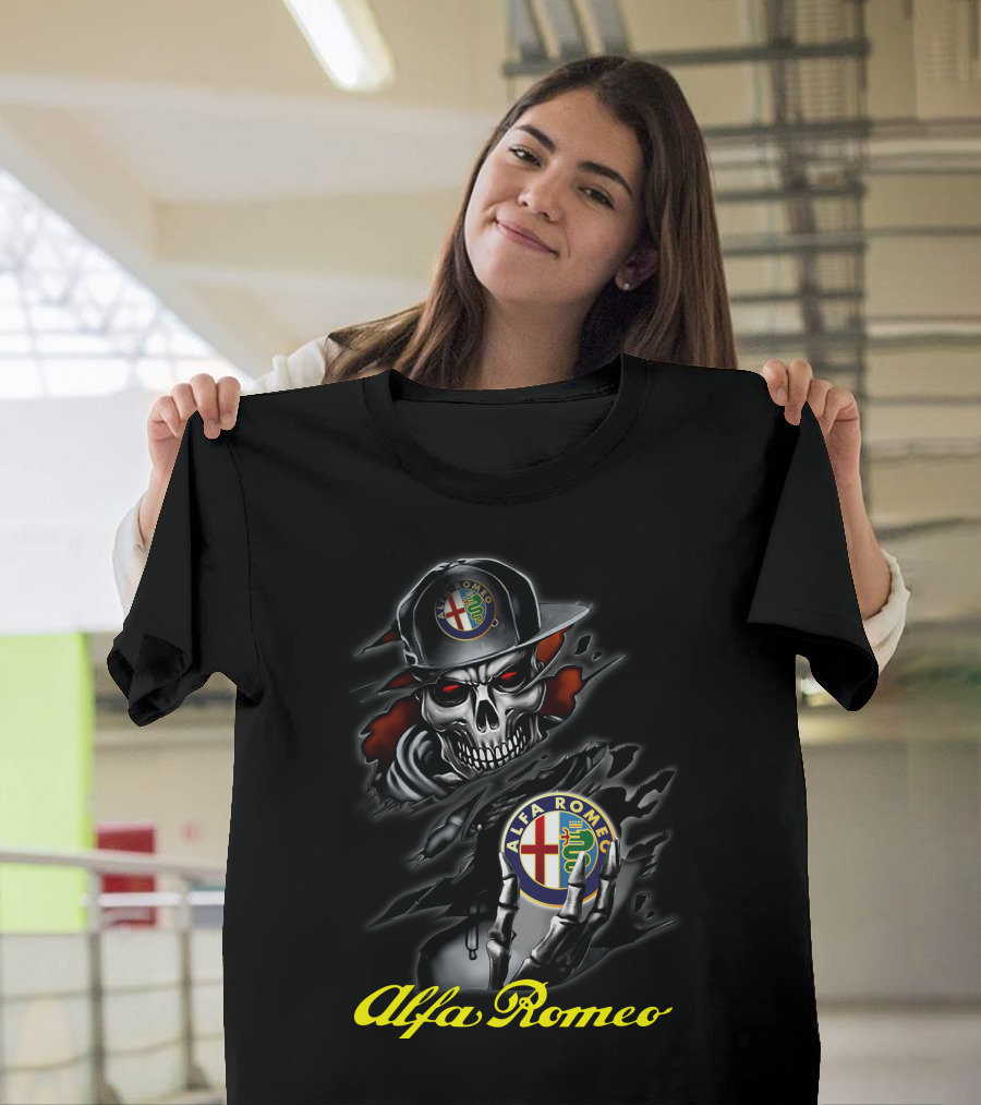 Alfa Romeo Skull In Hat T-Shirt