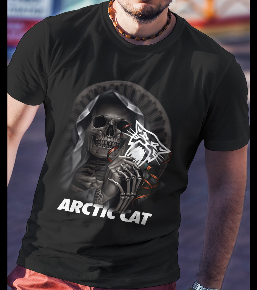Arctic Cat Skeleton Reaper With Hood T-Shirt